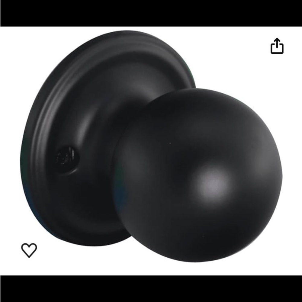 Copper Creek BK2090BC Ball Knob Dummy Function Door Knob, 1 Pack, Black